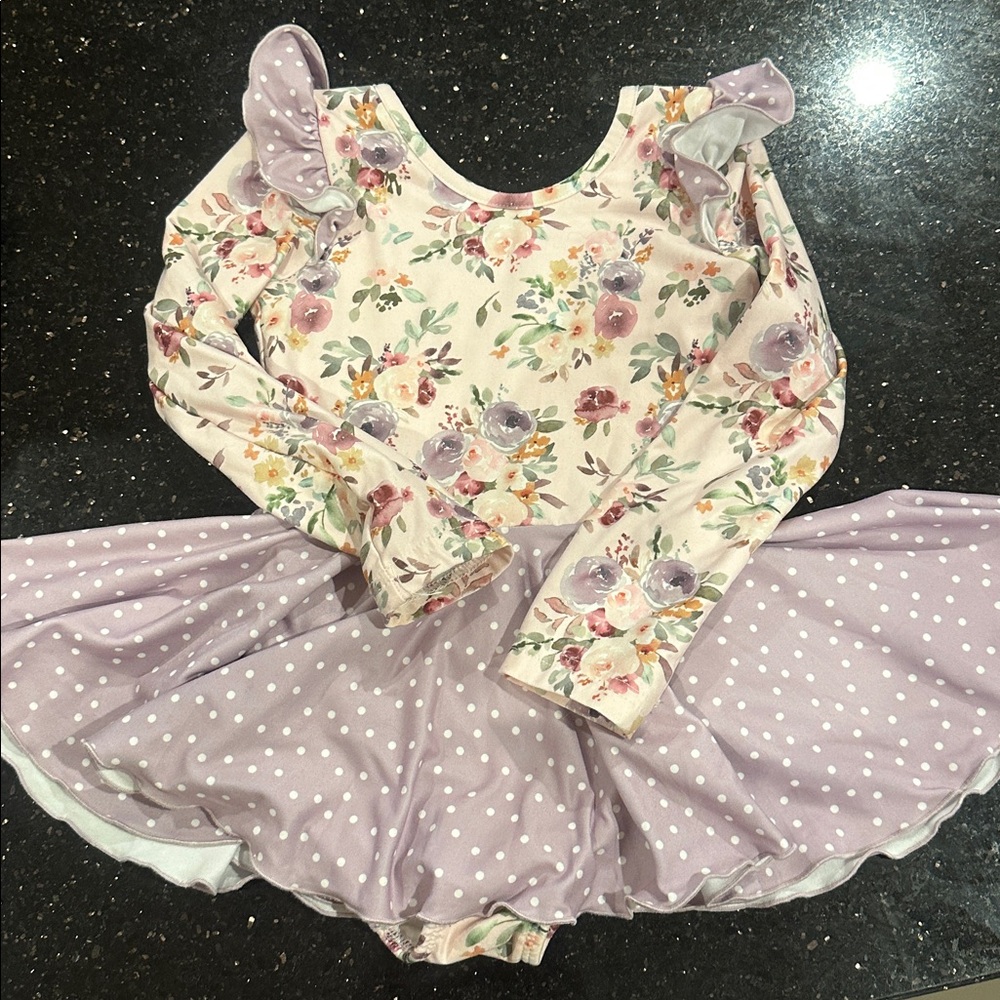 Floral and Polka Dot Dress 3T. New, washed-never worn!